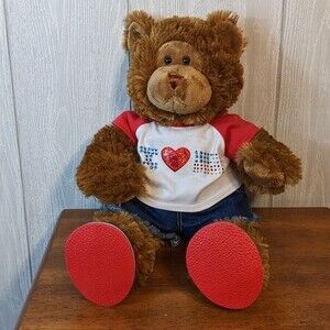 Build A Bear I love America Stuffed Plush Brown Bear Shirt Shorts Shoes EUC